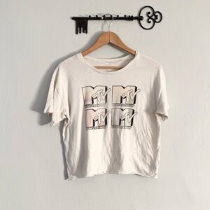 MTV Graphic Tee in Cream small crop top